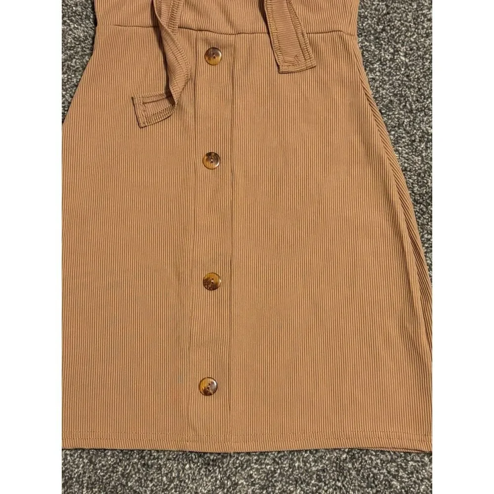 Pretty Little Things Tie Front Cut Out Dress Light Brown Size 6